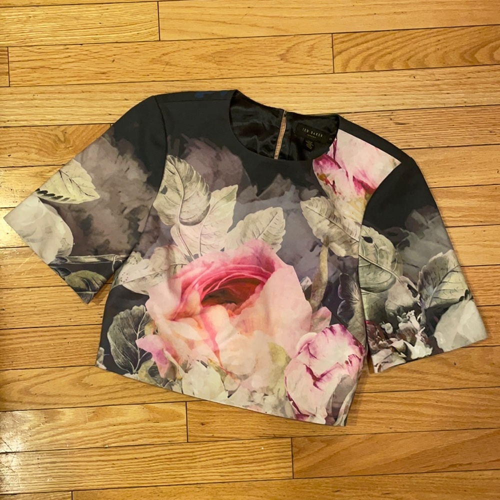 Ted Baker London Top, Size 0, Multi Floral Print